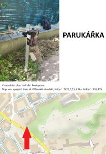 Foto, mapka a popisek umístění kontejneru - Parukářka.